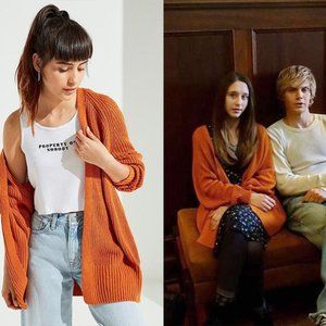 aso violet harmon: uo blake cardigan in rust